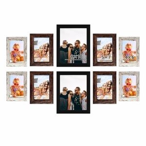 10 Pc LUCKYLIFE Picture Frame Gallery Wall Collage 2-8x10, 4-5x7, 4-4x5, NEW